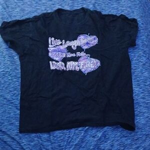 Black Tee with Purple Heart Graphic